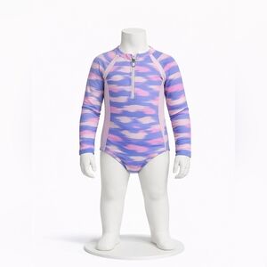 Kids Swim Long Sleeve Rash Guard - Pink and Blue